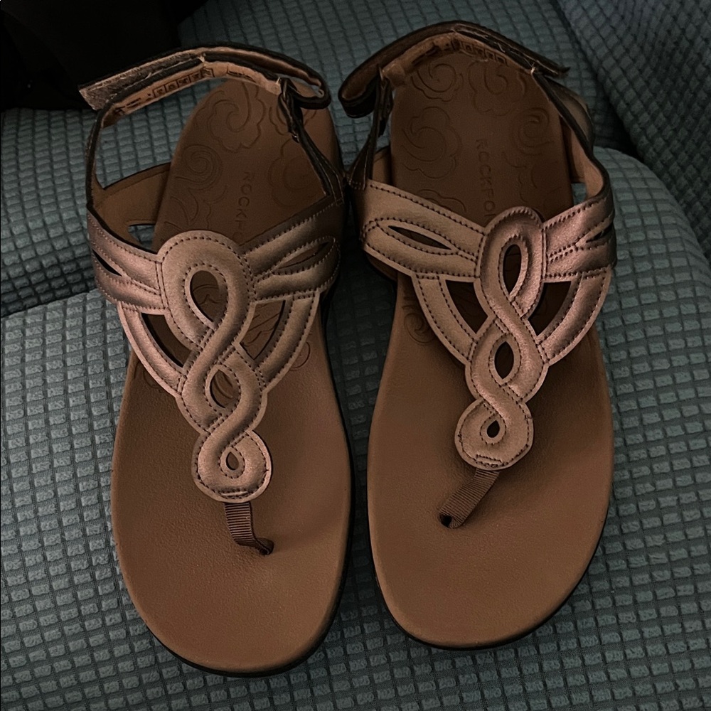 Rockport Copper/Brown Sandals with Intricate Design